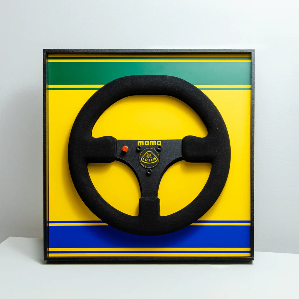 Ayrton Senna 1985 Lotus 97T Steering Wheel 3D Wall Art (Helmet Livery)