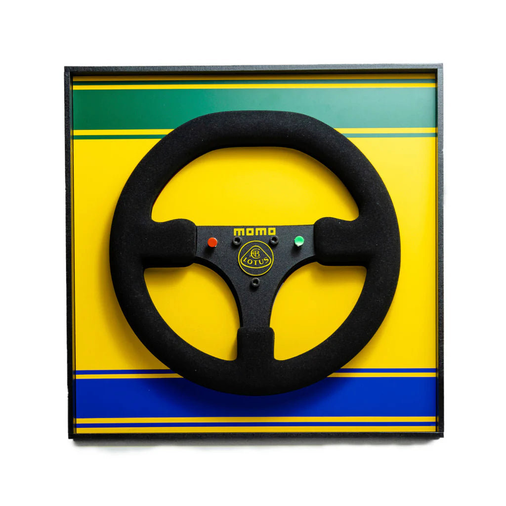Ayrton Senna 1986 Lotus 98T Steering Wheel 3D Wall Art (Helmet Livery)