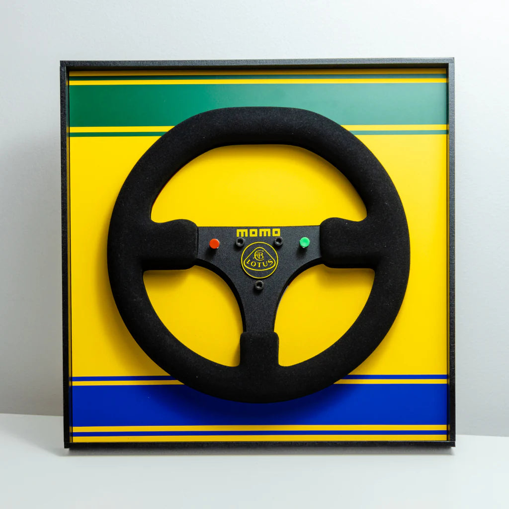 Ayrton Senna 1986 Lotus 98T Steering Wheel 3D Wall Art (Helmet Livery)