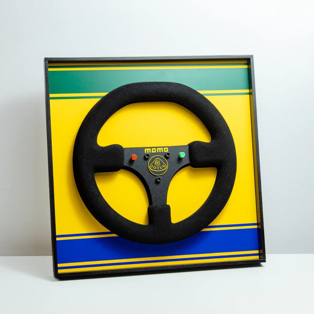 Ayrton Senna 1986 Lotus 98T Steering Wheel 3D Wall Art (Helmet Livery)