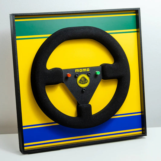 Ayrton Senna 1987 Lotus 99T Steering Wheel 3D Wall Art (Helmet Livery)