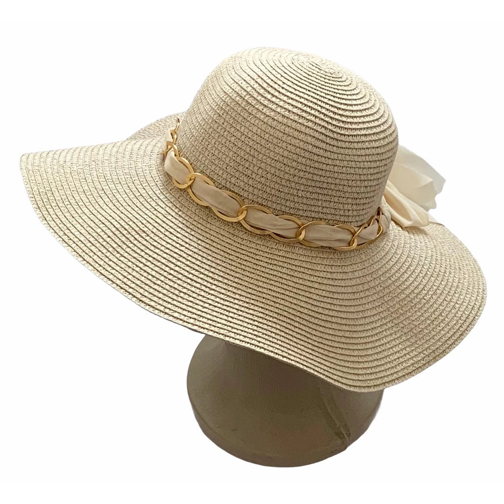 Chic Beige Straw Beach Hat for Women – Summer Luxury Style