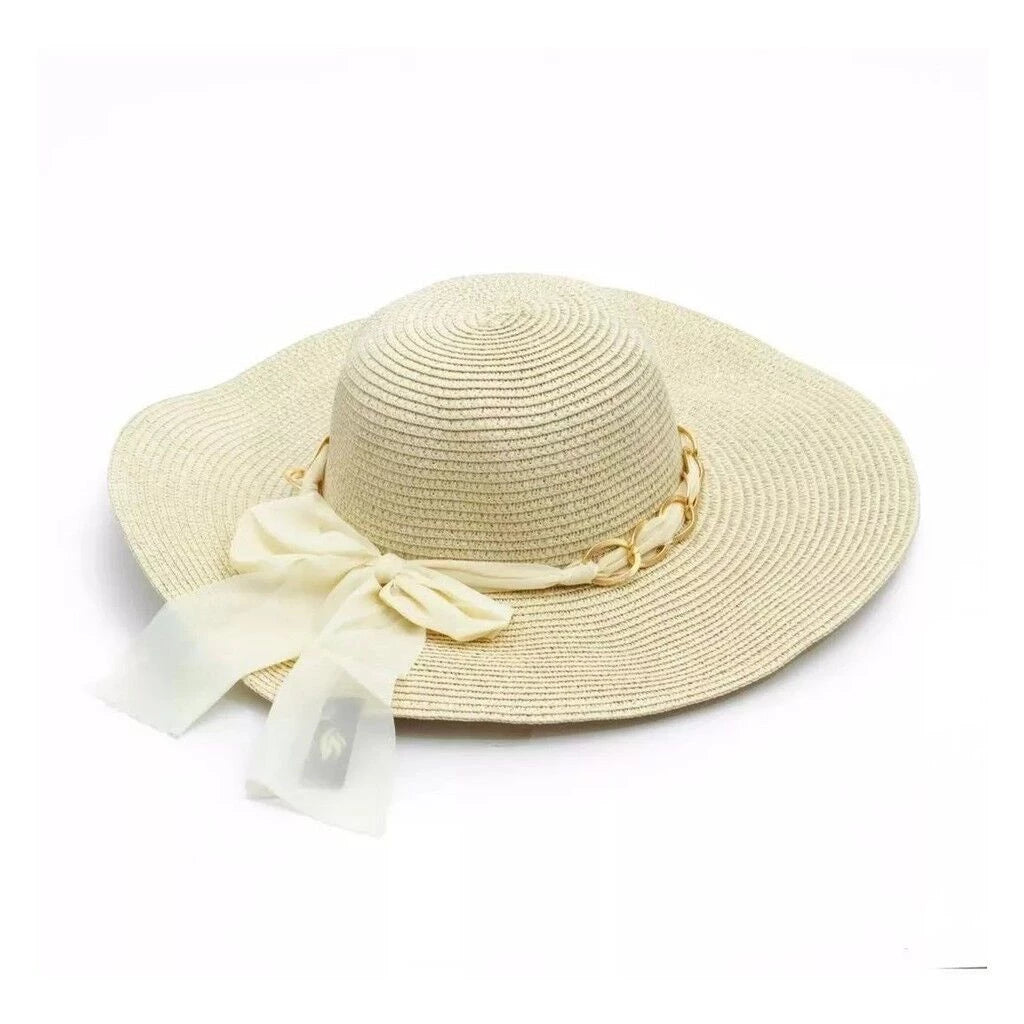 Chic Beige Straw Beach Hat for Women – Summer Luxury Style