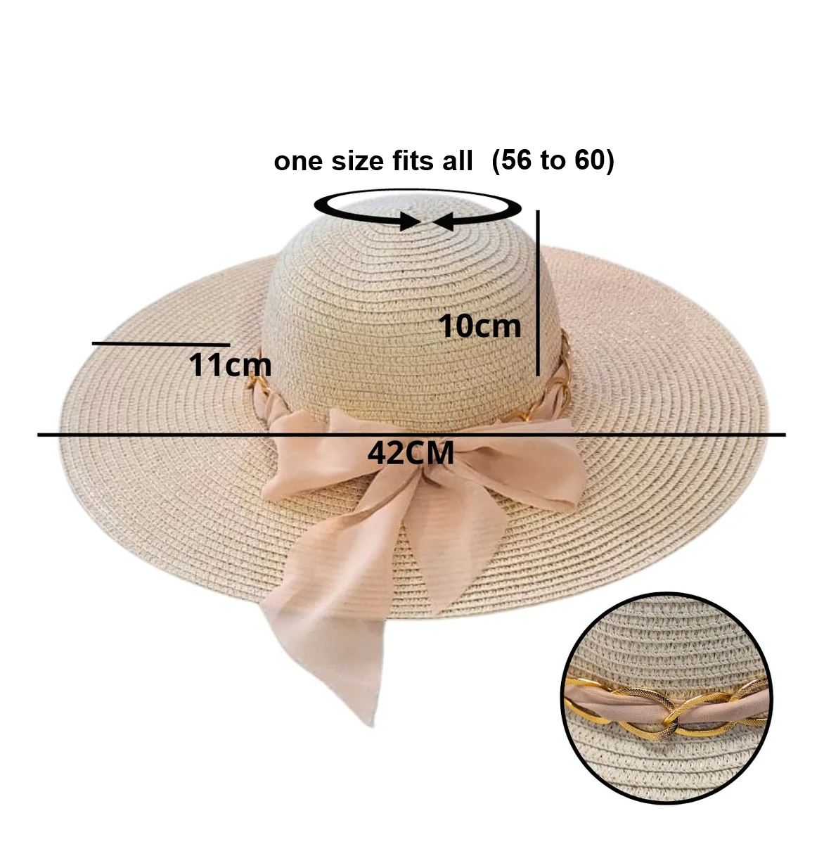 Chic Beige Straw Beach Hat for Women – Summer Luxury Style