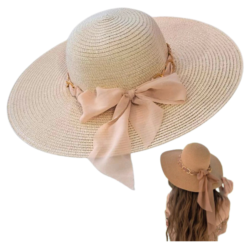 Chic Caramel Straw Beach Hat for Women – Summer Luxury Style