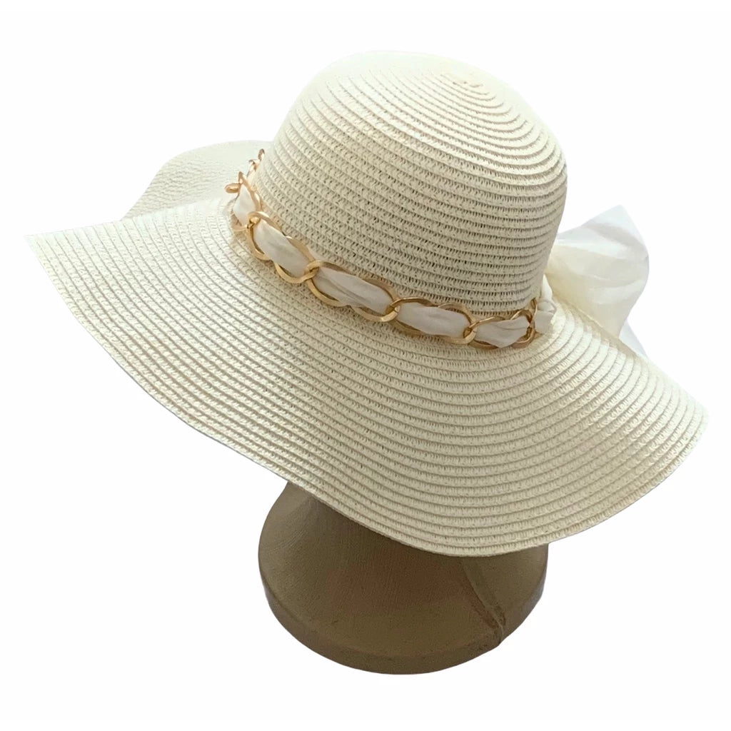 Chic Off White Straw Beach Hat for Women – Summer Luxury Style