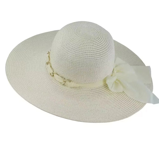 Chic Off White Straw Beach Hat for Women – Summer Luxury Style