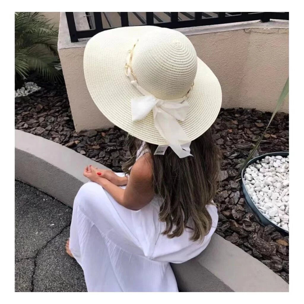 Chic Off White Straw Beach Hat for Women – Summer Luxury Style