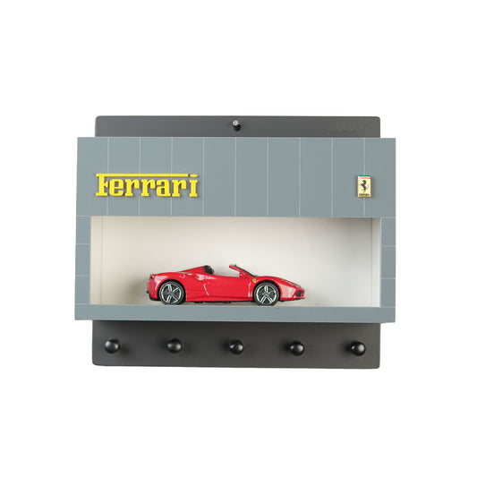 Ferrari Wall Key Hook Rack - Scale Model Car Display Case - Gray Edition