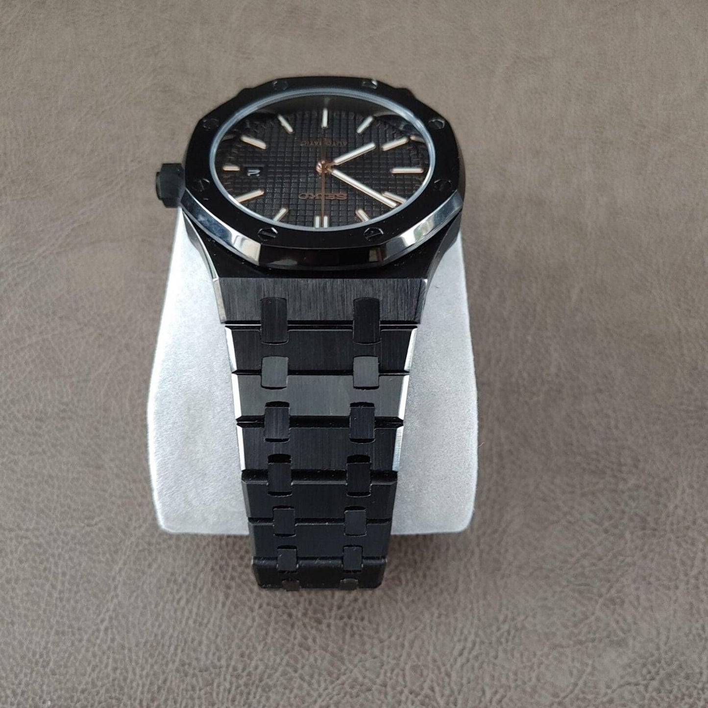 Seiko NH35 Royal Oak 41mm Black And Rose Gold - Brazilian Shop