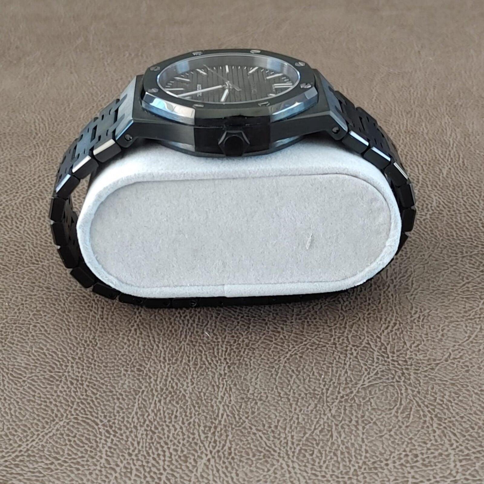 Seiko NH35 Royal Oak 41mm Black And Silver - Brazilian Shop