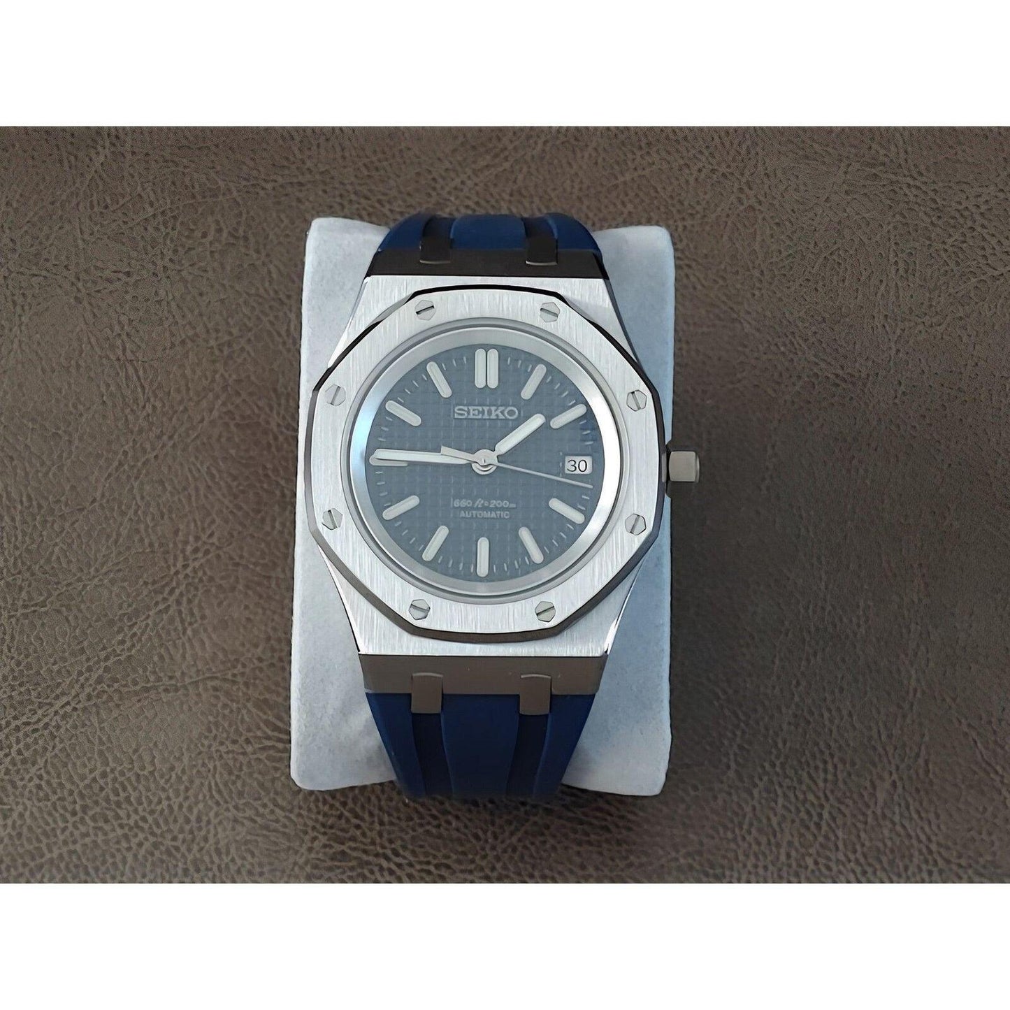 Seiko NH35 Royal Oak 41mm Navy Blue | Rubber Strap - Brazilian Shop