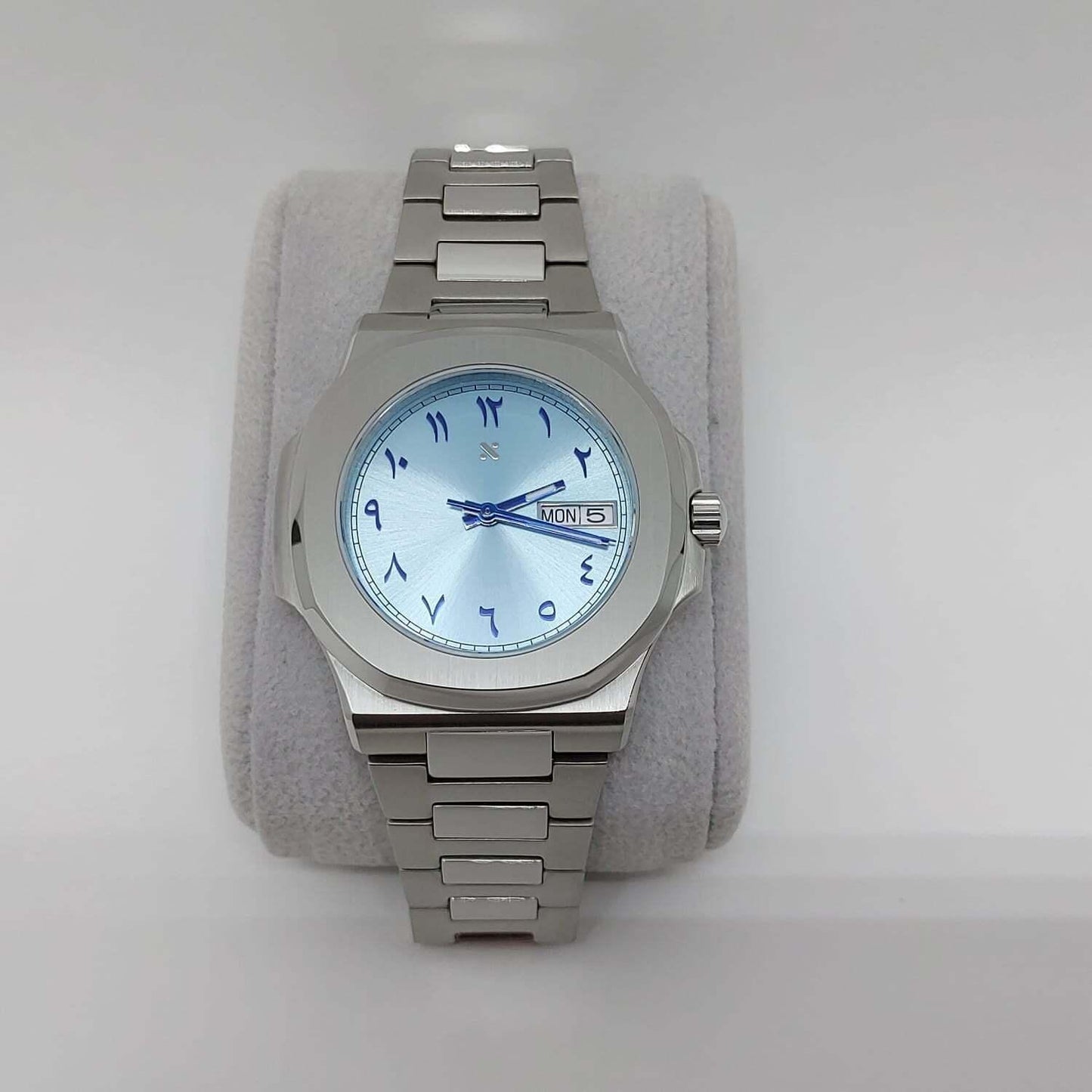 Seiko NH36 Day Date Nautilus 40mm Ice Blue Arabic Dial - Brazilian Shop