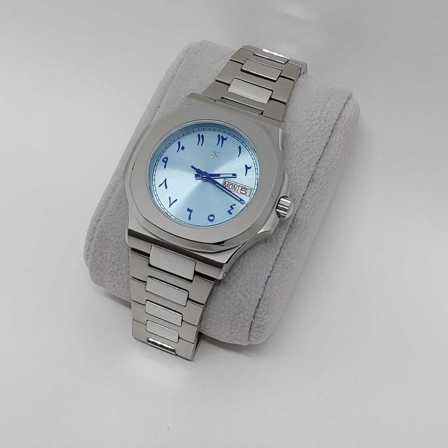Seiko NH36 Day Date Nautilus 40mm Ice Blue Arabic Dial - Brazilian Shop