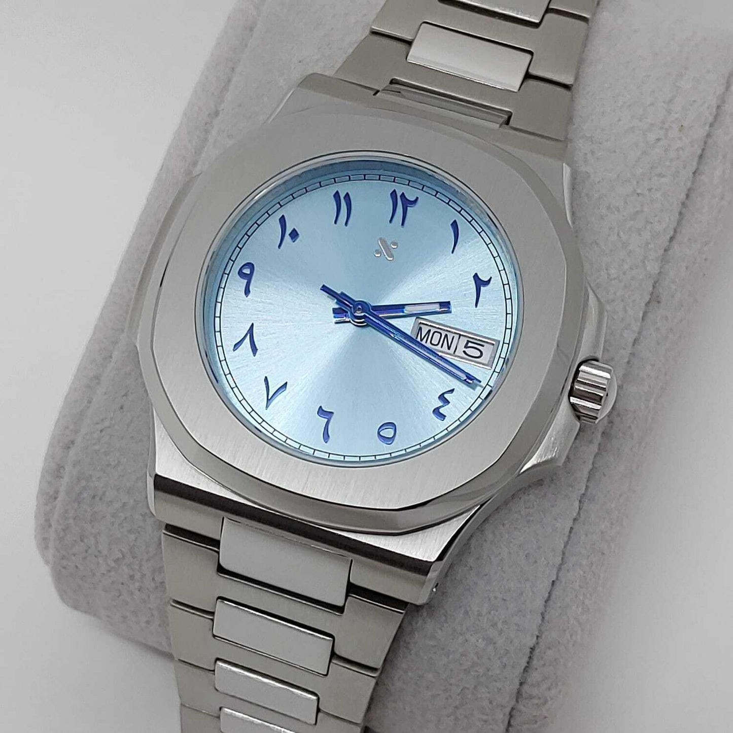 Seiko NH36 Day Date Nautilus 40mm Ice Blue Arabic Dial - Brazilian Shop