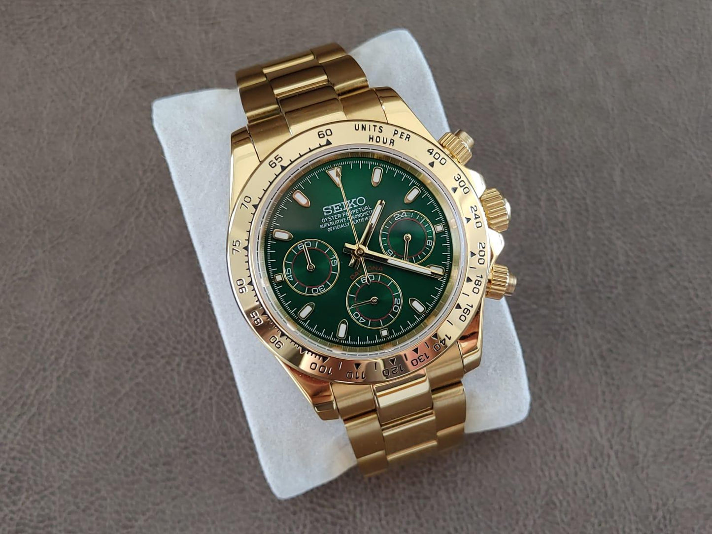 Seiko VK63 Daytona John Mayer 40mm - Gold And Green - Brazilian Shop