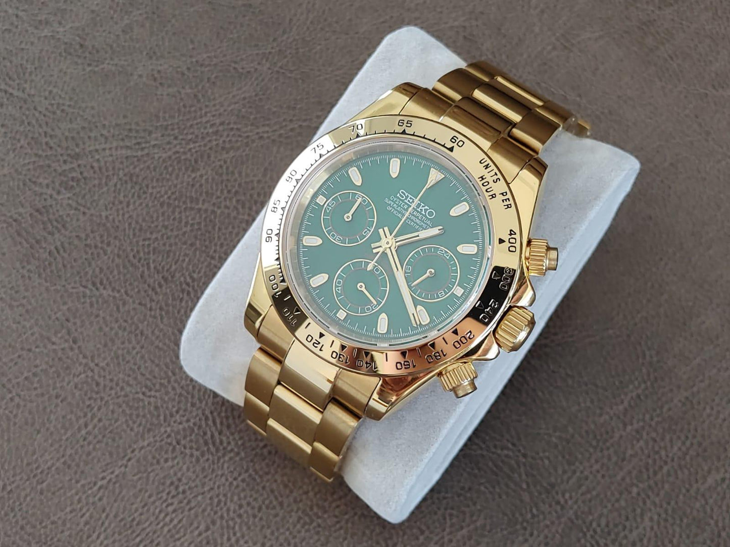 Seiko VK63 Daytona John Mayer 40mm - Gold And Green - Brazilian Shop