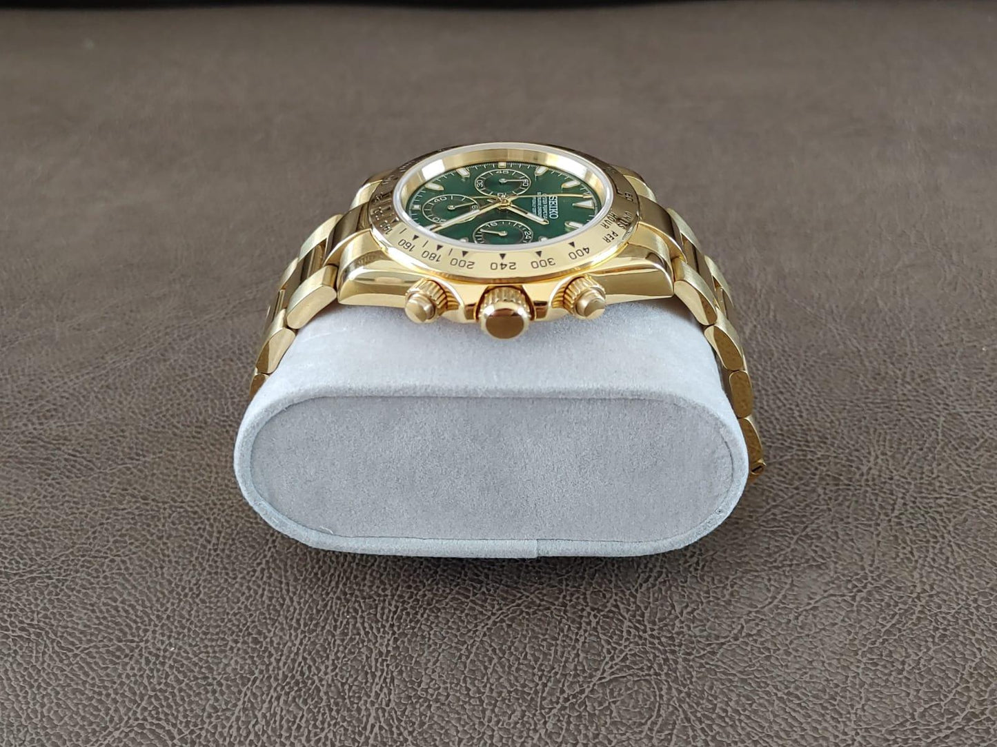 Seiko VK63 Daytona John Mayer 40mm - Gold And Green - Brazilian Shop