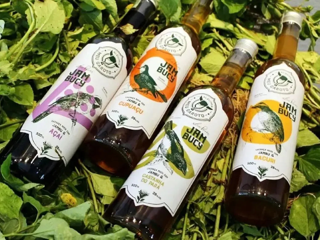 Kit Cachaca Jambucy 500ml 28% vol. (ABV 28%) | Acai | Cupuacu | Bacuri | Brazil Nut