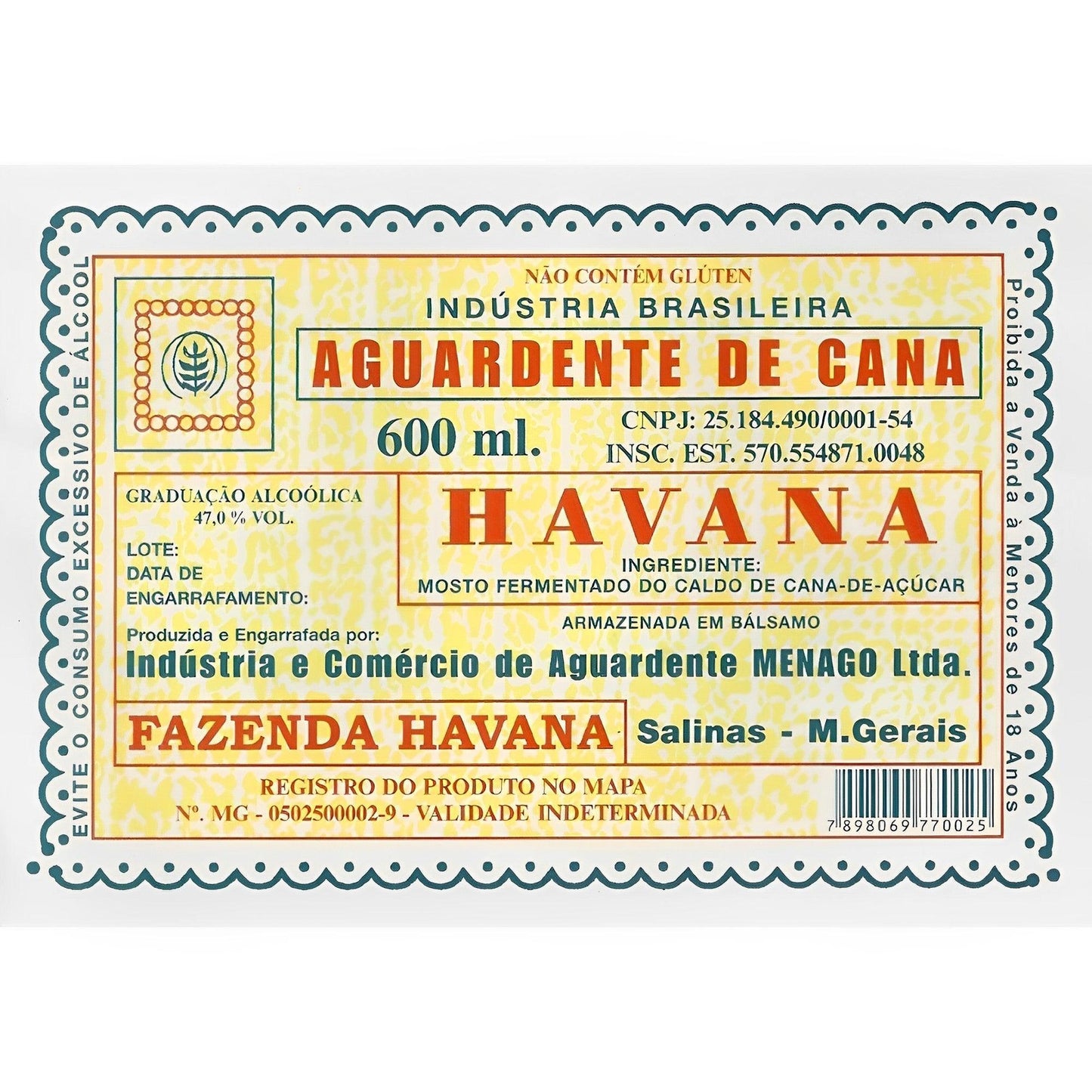 Cachaca Havana 600ml - The icon of Brazilian craft cachacas - Brazilian Shop