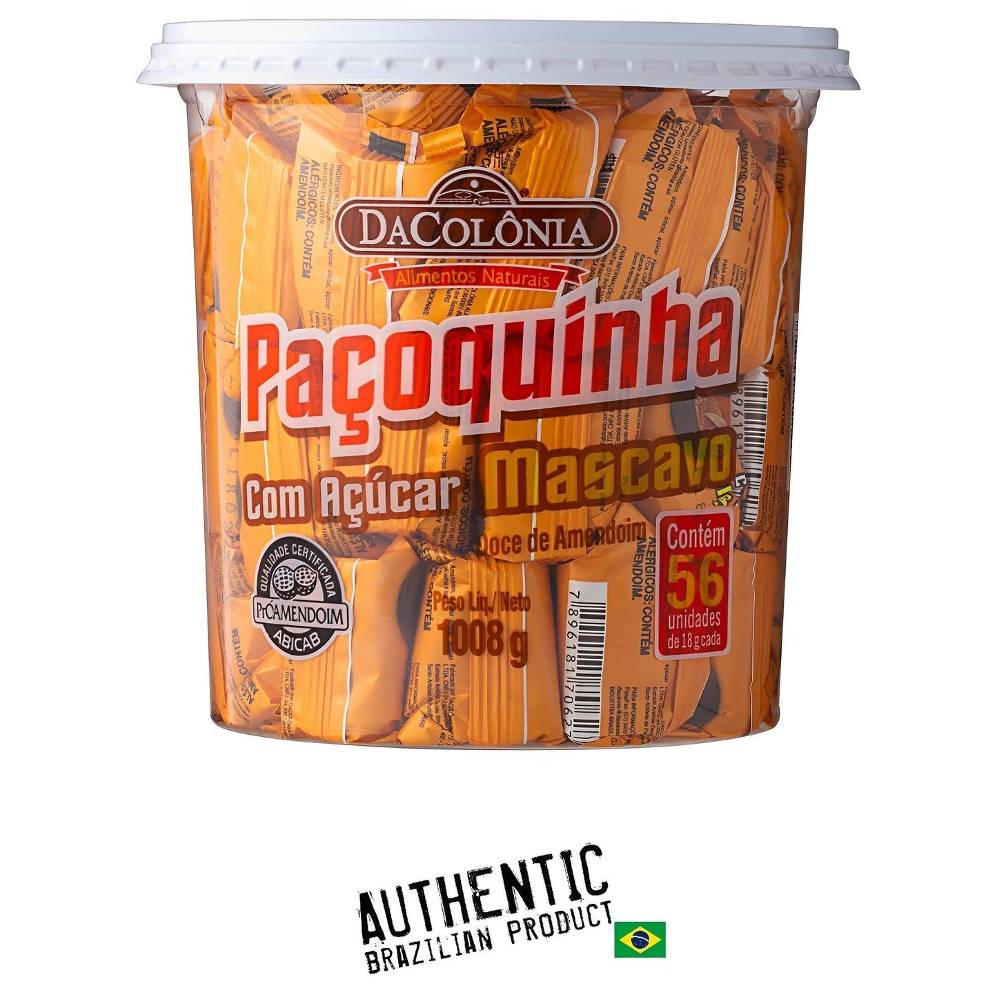 DaColonia Pacoquinha Brazilian Sweet Ground Peanut With Brown Sugar Pot 35.55 oz - Brazilian Shop