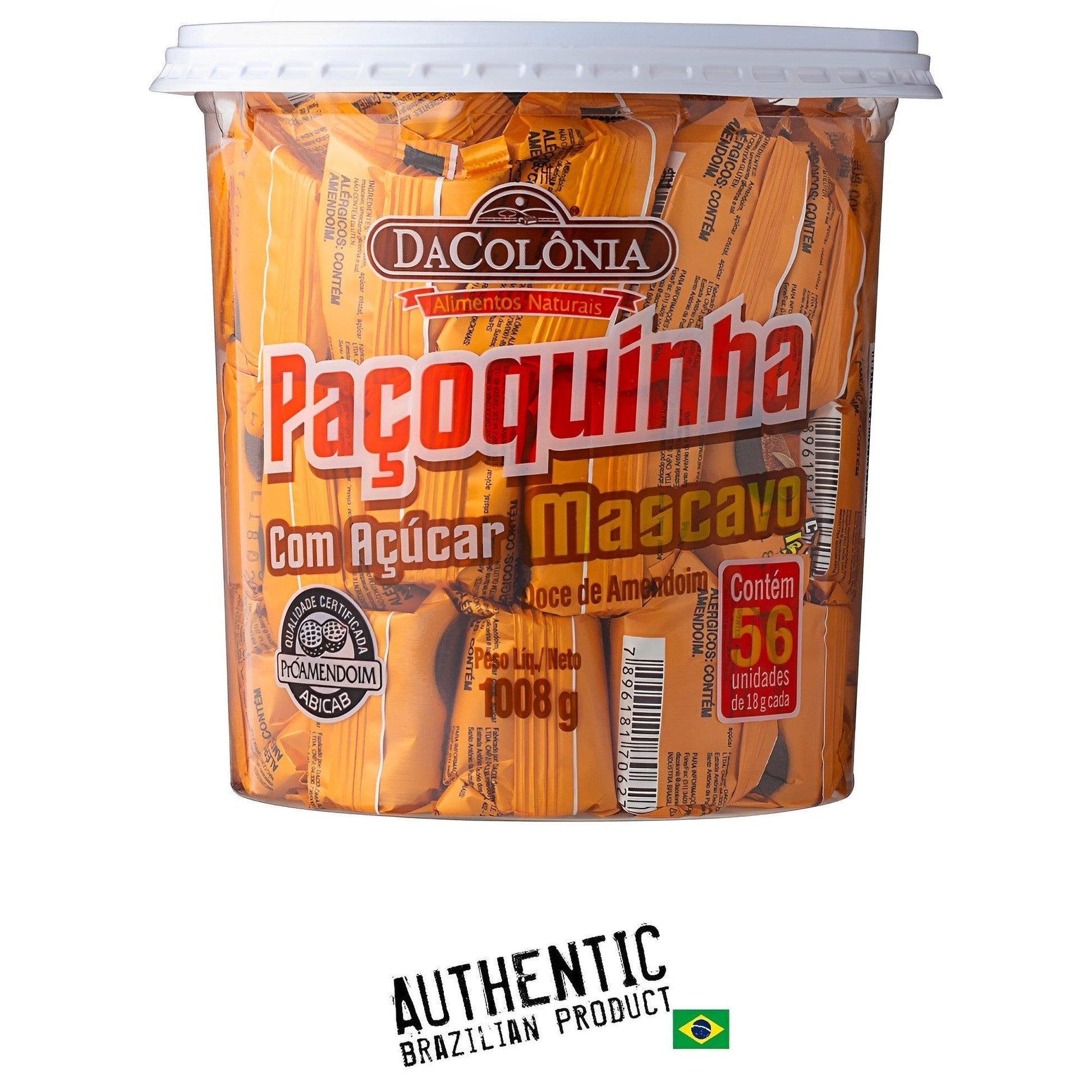 DaColonia Pacoquinha Brazilian Sweet Ground Peanut With Brown Sugar Pot 35.55 oz - Brazilian Shop