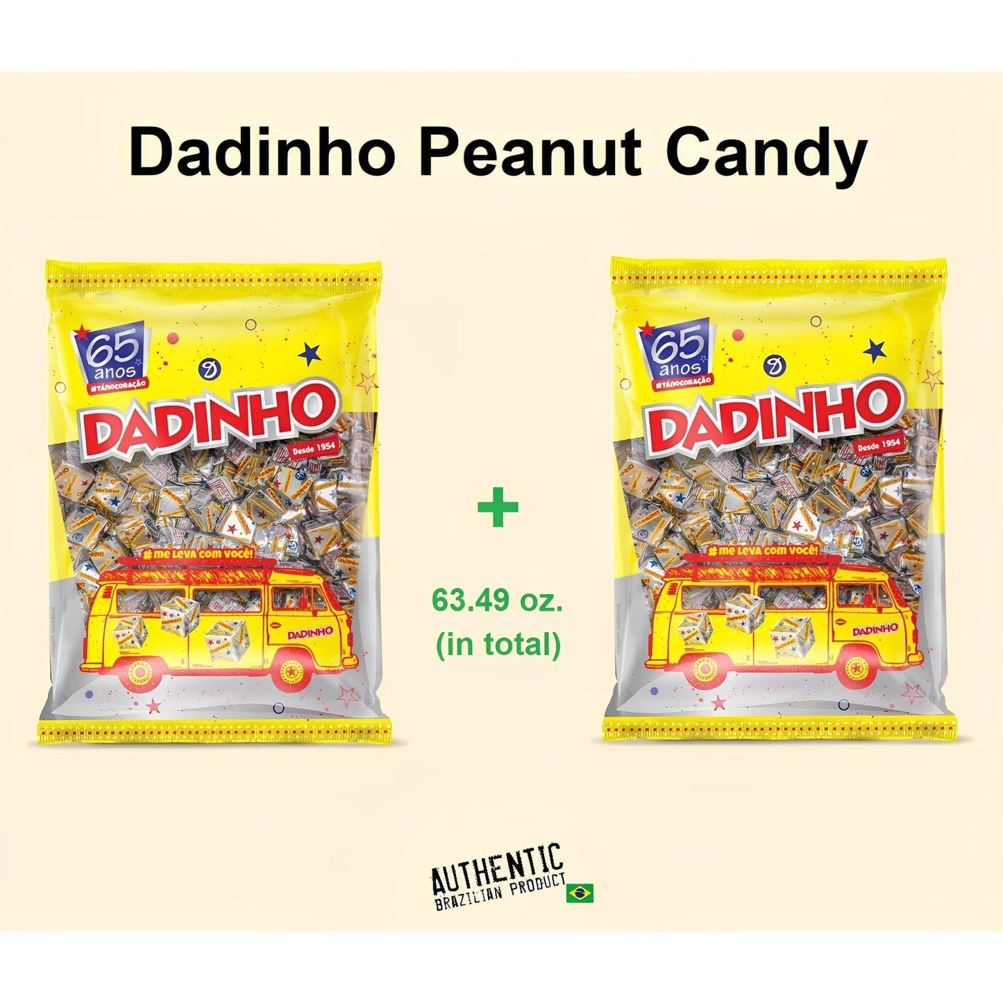 Dadinho Soft Dough Peanut Candy 31.74 oz. (Pack of 2) = 1.8 kg - Brazilian item - Brazilian Shop