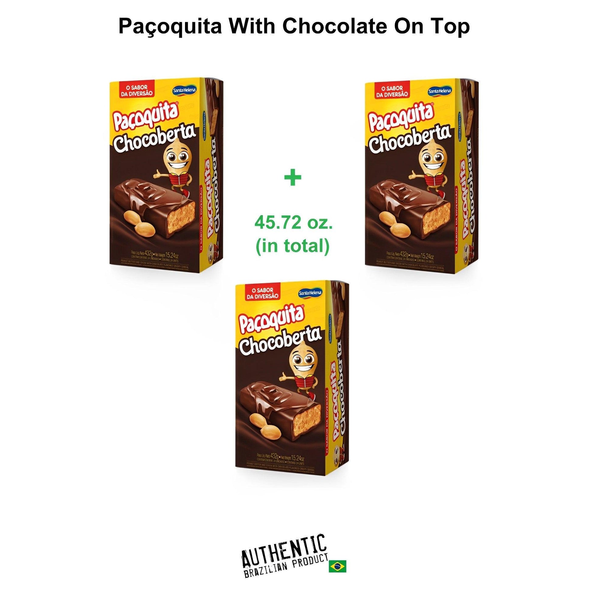 Paçoquita With Chocolate - Sweet Ground Peanut 15.24 oz. (Pack of 3) - Paçoca - Brazilian Shop