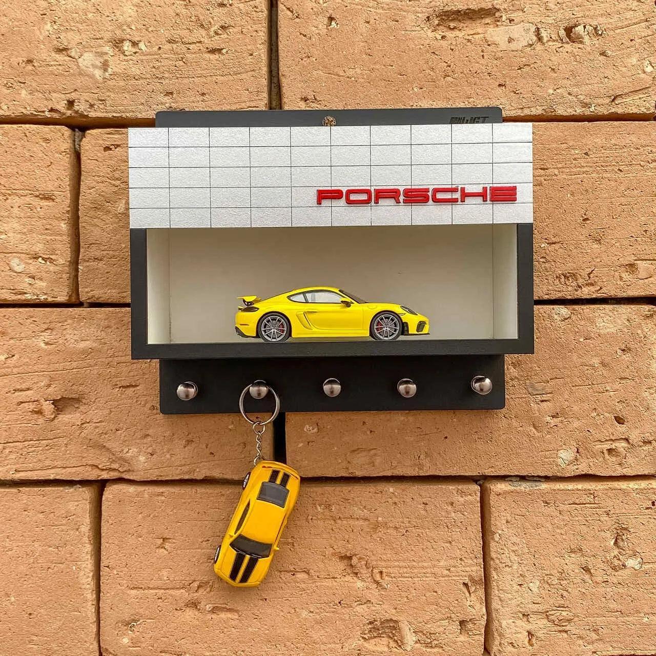 Porsche Dealership Wall Key Hook Rack - Exclusive Item - Handcrafted Key Holder - Brazilian Shop