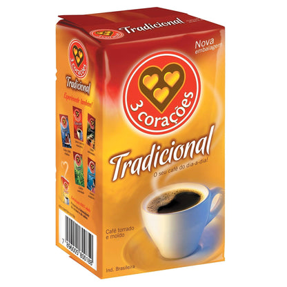 3 Coracoes Traditional Coffee Vacuum Sealed 17.64 oz (Pack of 2) - Brazilian Shop