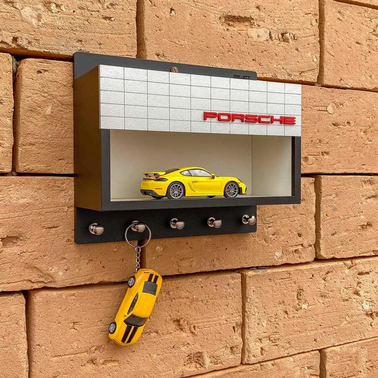 Porsche Dealership Wall Key Hook Rack - Exclusive Item - Handcrafted Key Holder - Brazilian Shop