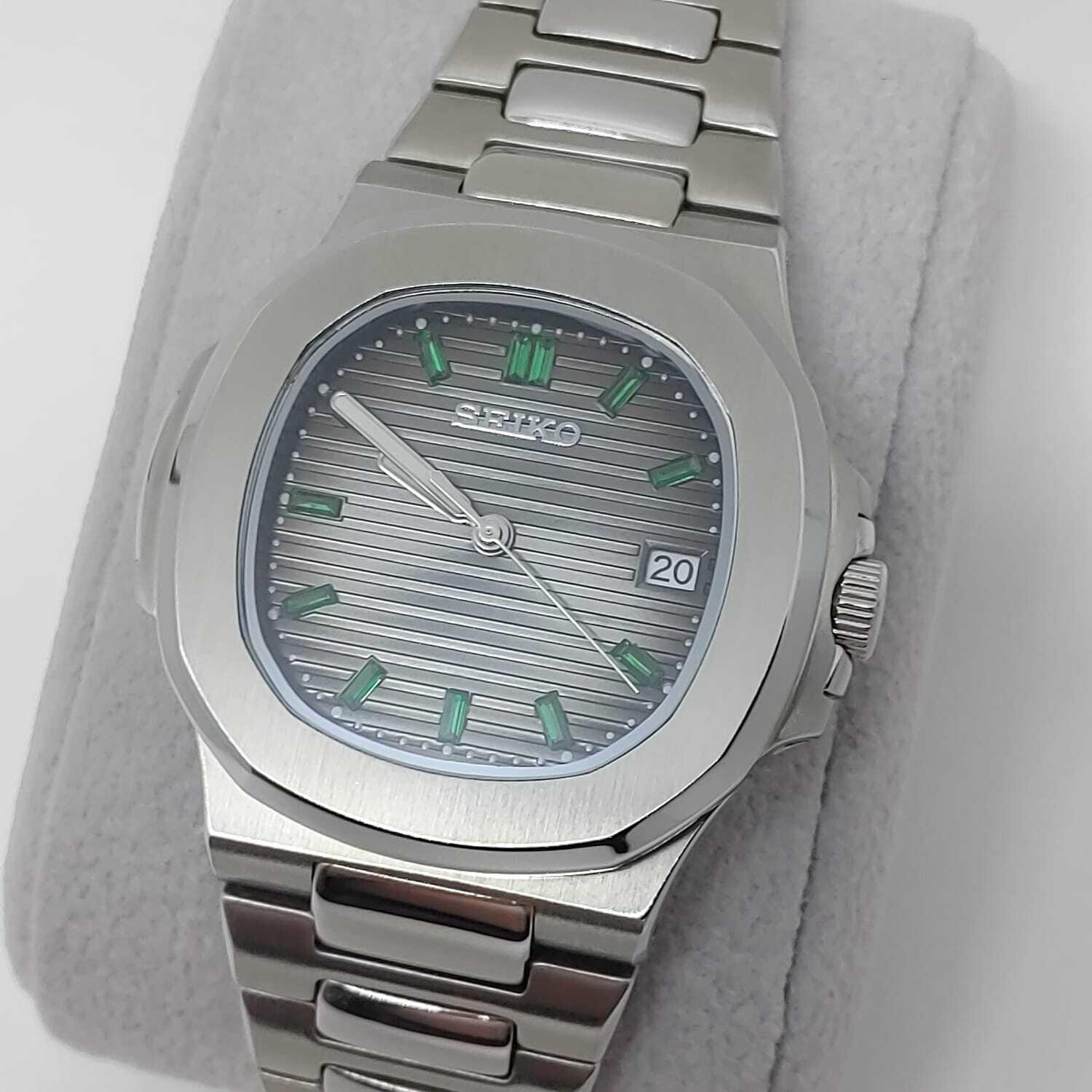 Seiko NH35 Nautilus 40mm Emerald Baguette Dial - Brazilian Shop