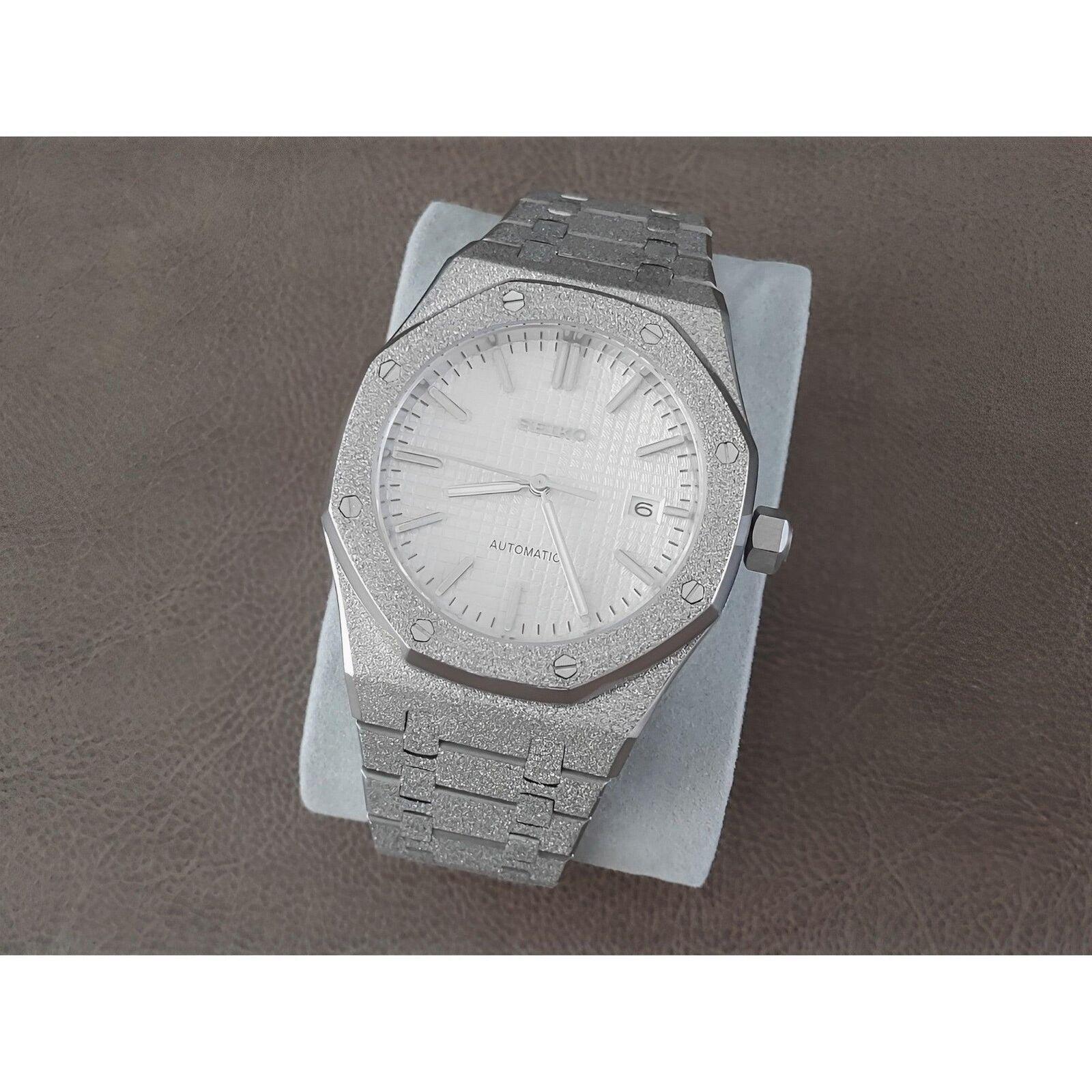 Seiko NH35 Frosted Royal Oak 41mm White Dial - Brazilian Shop