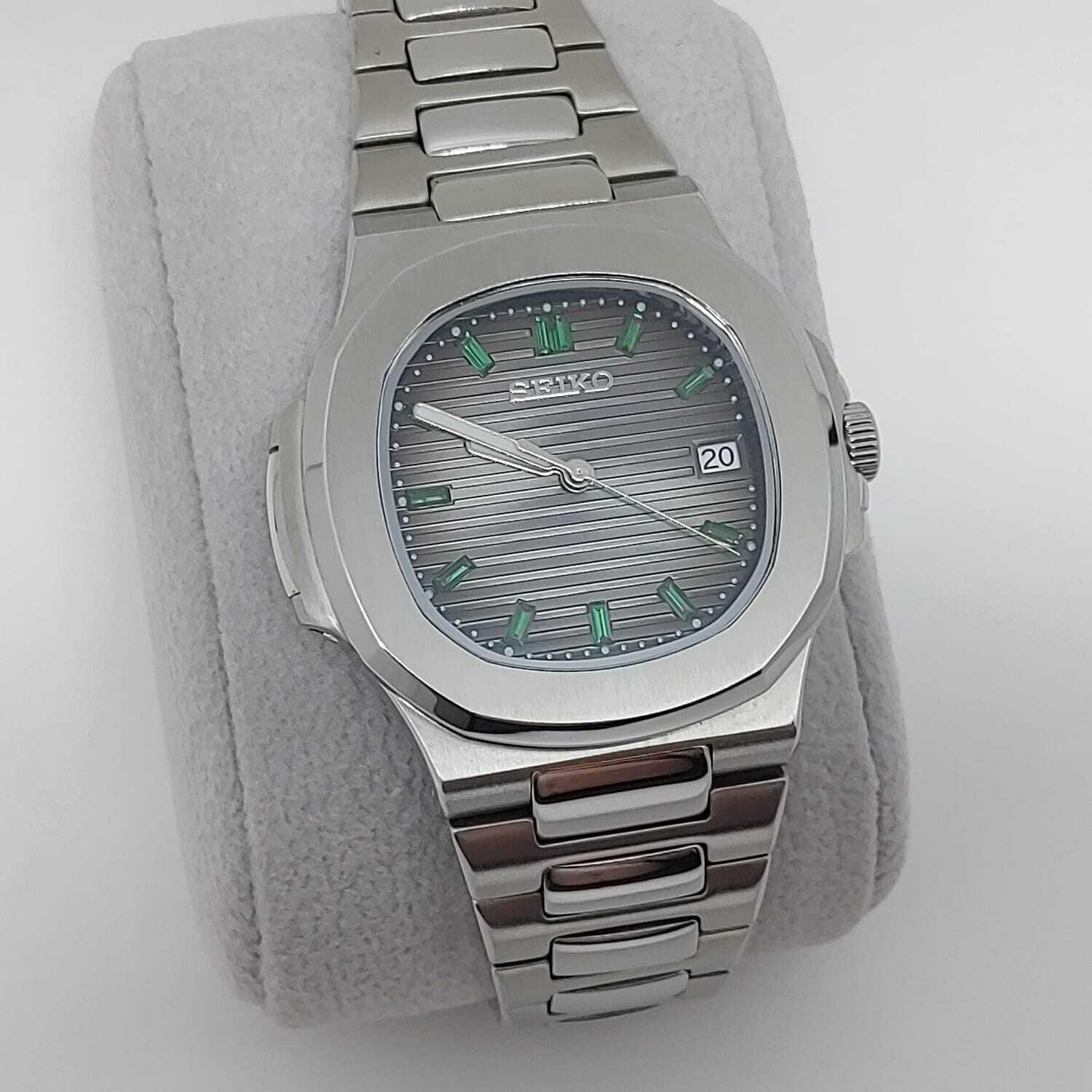 Seiko NH35 Nautilus 40mm Emerald Baguette Dial - Brazilian Shop