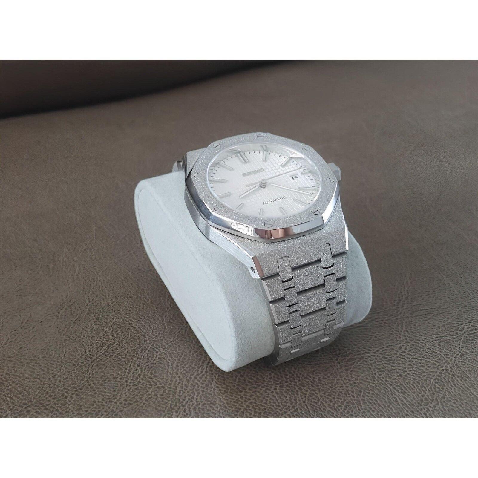 Seiko NH35 Frosted Royal Oak 41mm White Dial - Brazilian Shop