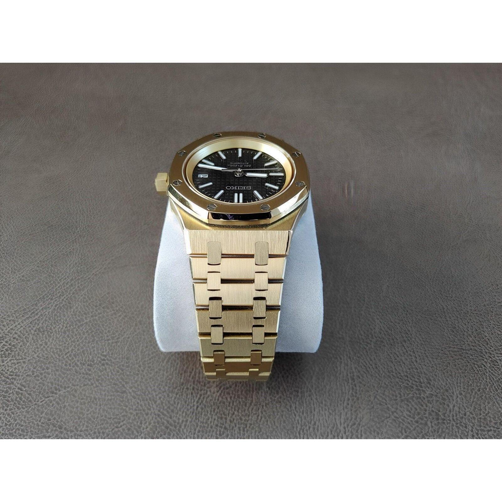 Seiko NH35 Royal Oak Gold 41mm Black Dial - Brazilian Shop