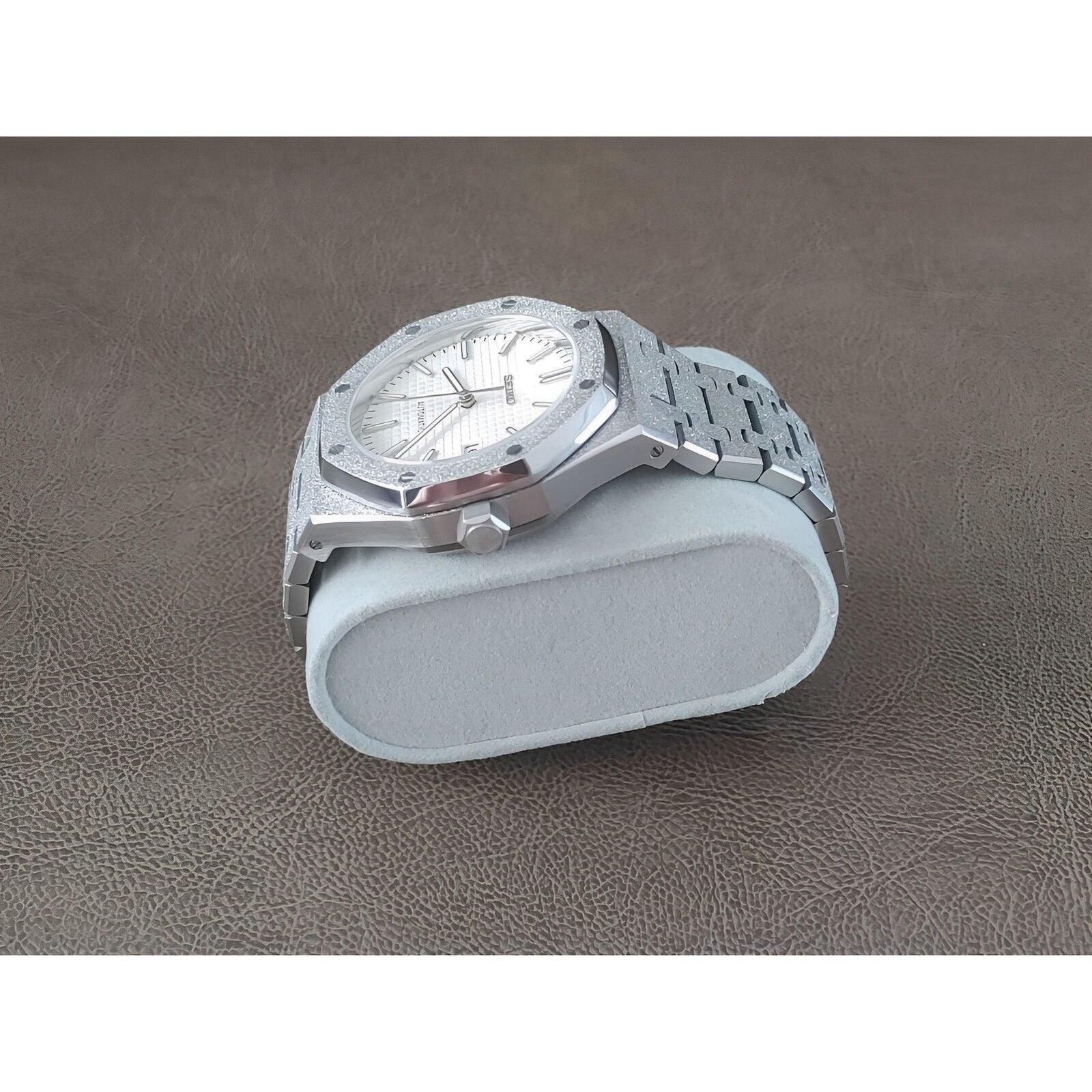 Seiko NH35 Frosted Royal Oak 41mm White Dial - Brazilian Shop