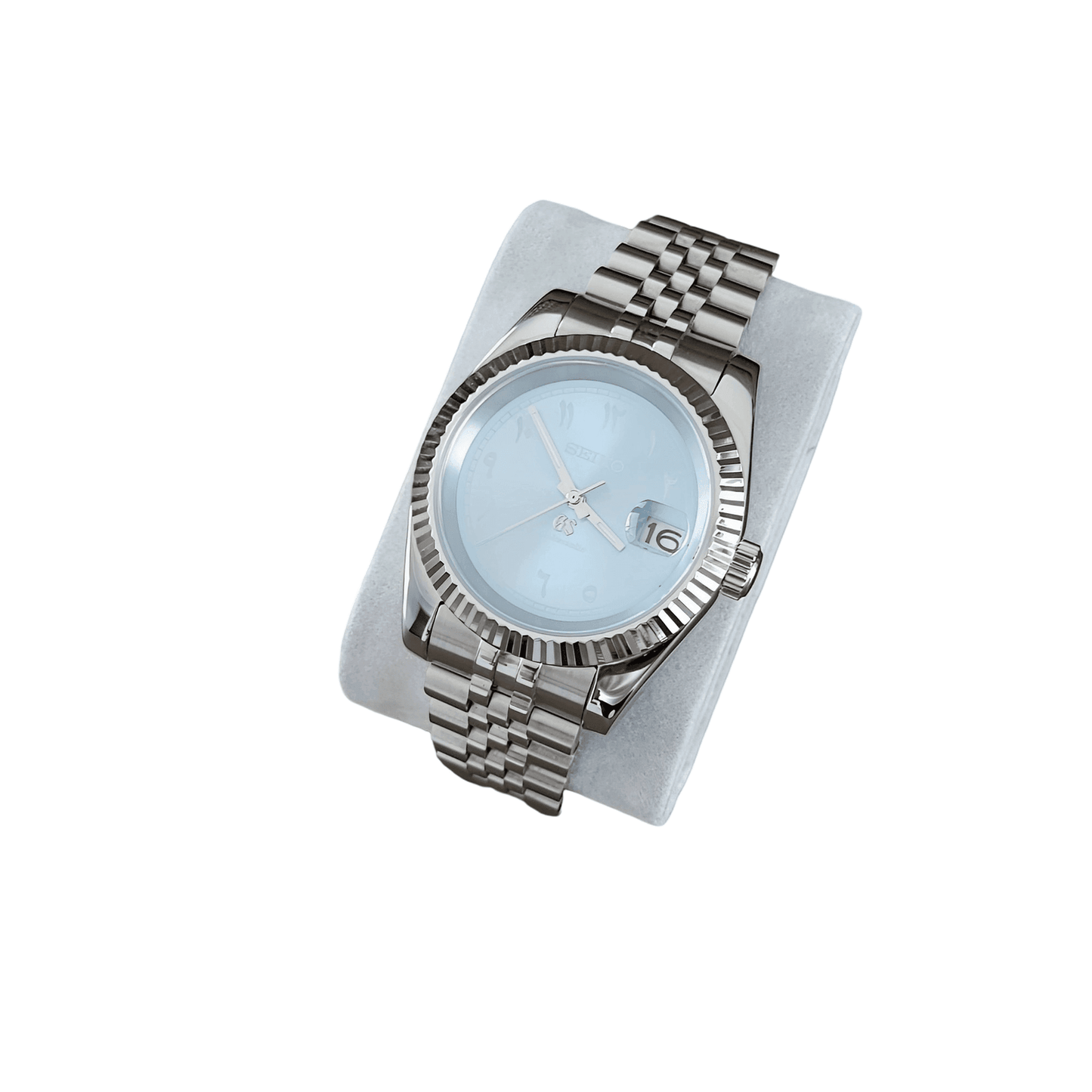 Seiko NH35 Datejust 39mm Ice Blue Arabic Dial GS (White Indices) - Brazilian Shop