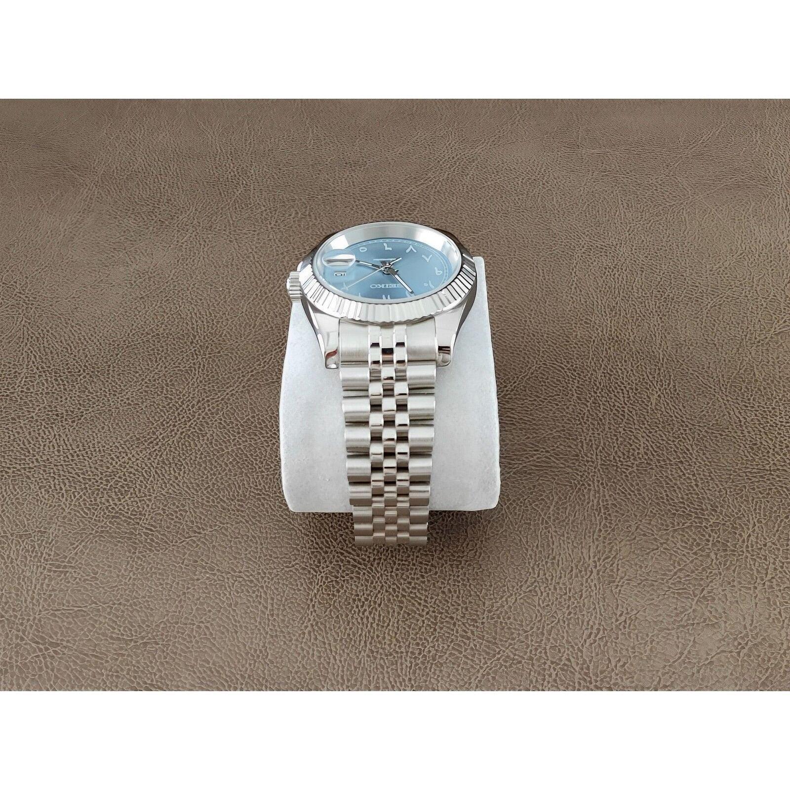 Seiko NH35 Datejust 39mm Ice Blue Arabic Dial GS (White Indices) - Brazilian Shop