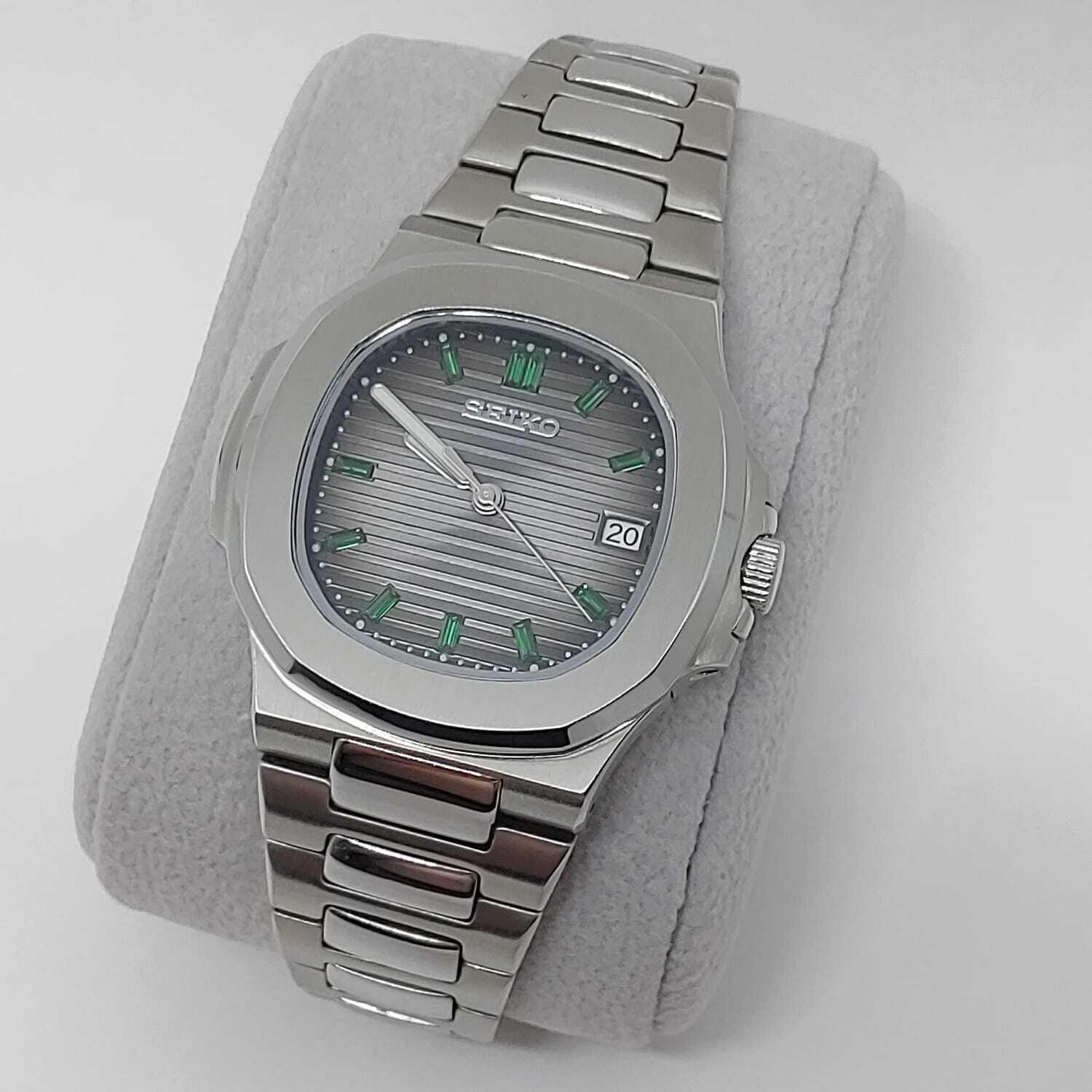 Seiko NH35 Nautilus 40mm Emerald Baguette Dial - Brazilian Shop