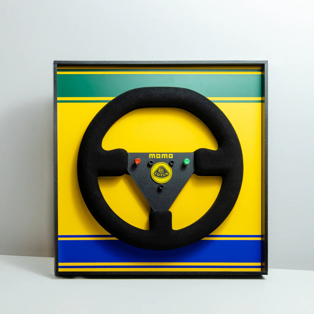 Ayrton Senna 1987 Lotus 99T Steering Wheel 3D Wall Art (Helmet Livery)