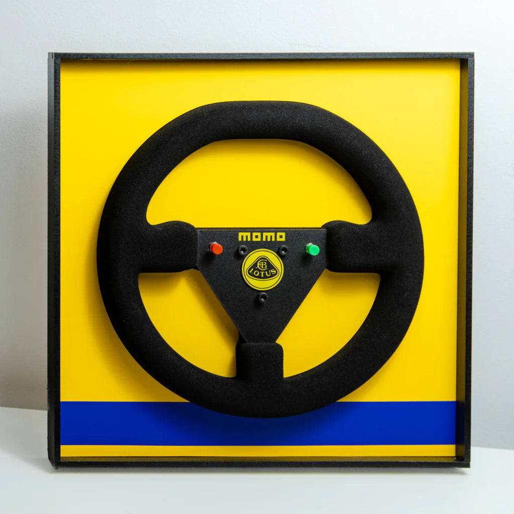 Ayrton Senna 1987 Lotus 99T Steering Wheel 3D Wall Art (Team Livery)