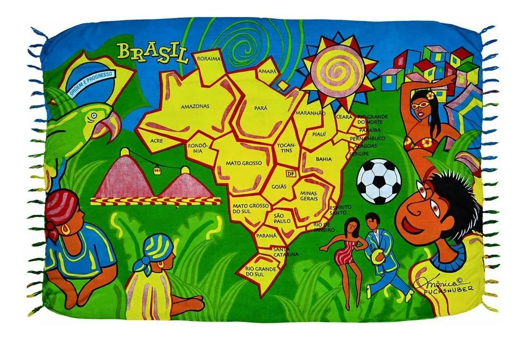 Canga Brazil Map - Brazilian Beach Towel