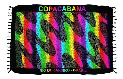 Canga Copacabana Sidewalk Pride Rainbow - Brazilian Beach Towel