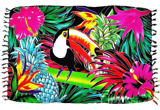 Canga Toucan and Flowers - Brazilian Beach Towel