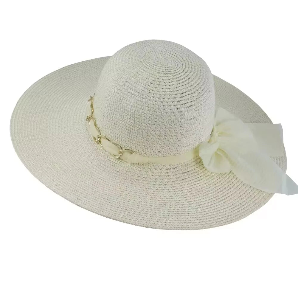 Chic Off White Straw Beach Hat for Women – Summer Luxury Style