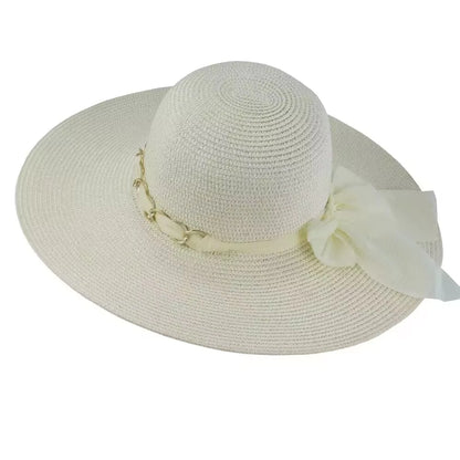 Chic Off White Straw Beach Hat for Women – Summer Luxury Style