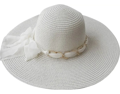 Chic White Straw Beach Hat for Women – Summer Luxury Style