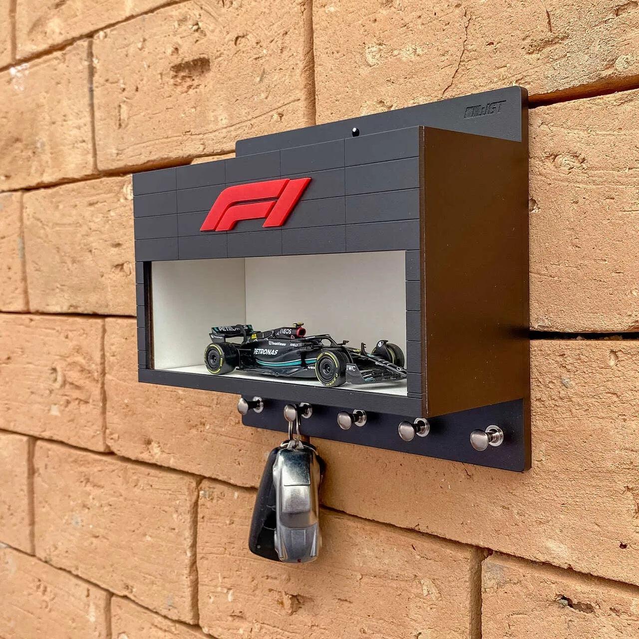 F1 Formula One Wall Key Hook Rack For Model Cars - Exclusive Handmade - Brazilian Shop - Black