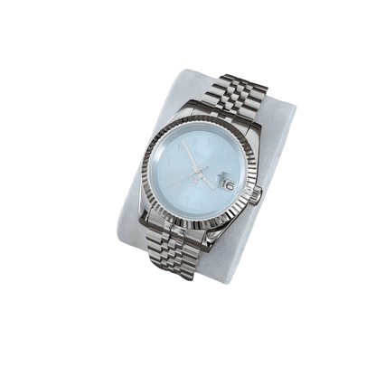 Seiko NH35 Datejust 39mm Ice Blue Arabic Dial | White Indices | Fluted Bezel - Brazilian Shop